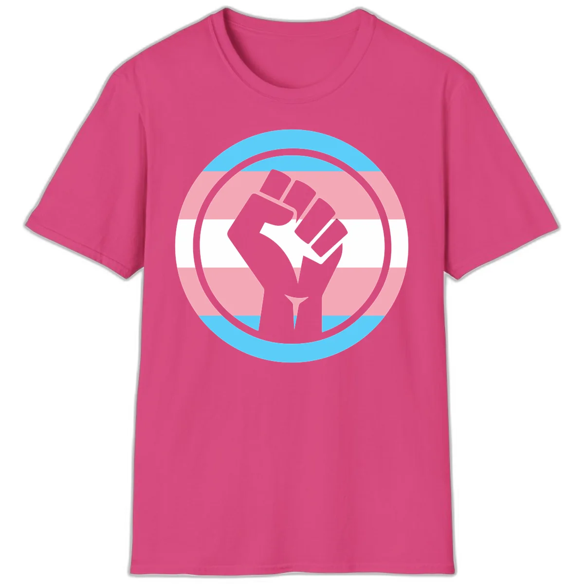 Trans Pride Fist Power T-Shirt in Heliconia