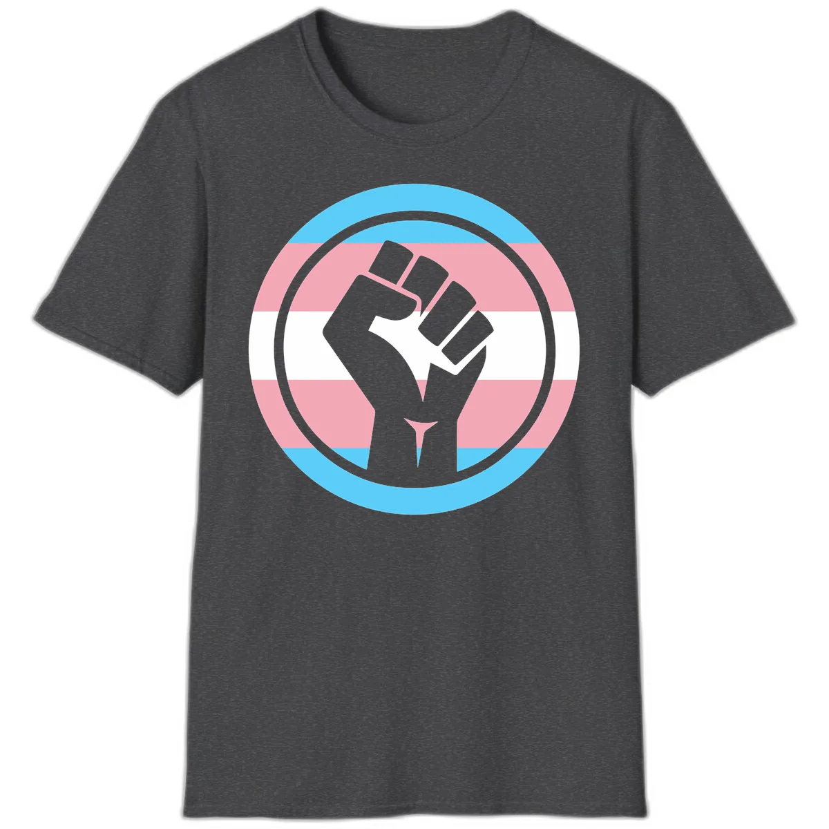 Trans Pride Fist Power T-Shirt in Dark Heather