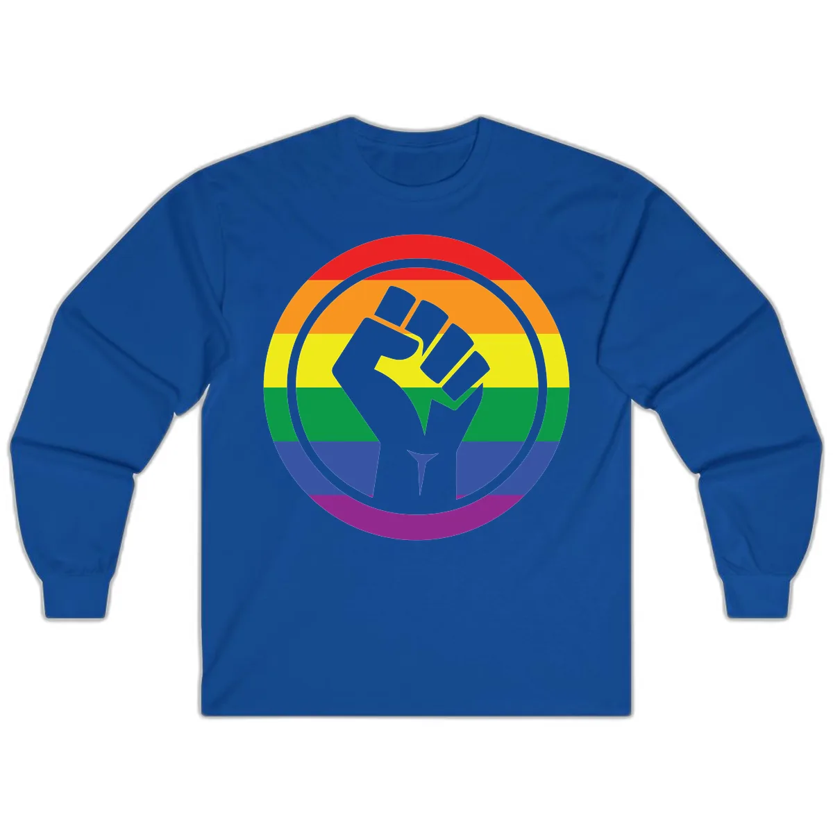 Pride Fist Circle Rainbow Long Sleeve in Royal