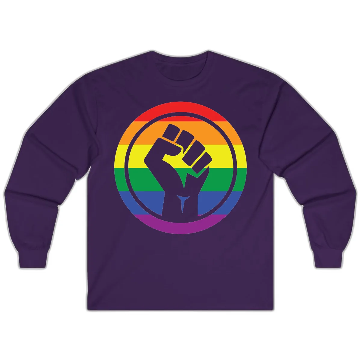 Pride Fist Circle Rainbow Long Sleeve in Purple