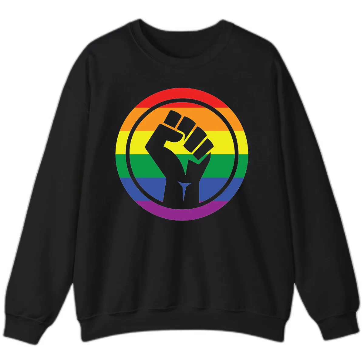 Pride Fist Circle Rainbow Sweatshirt in Black