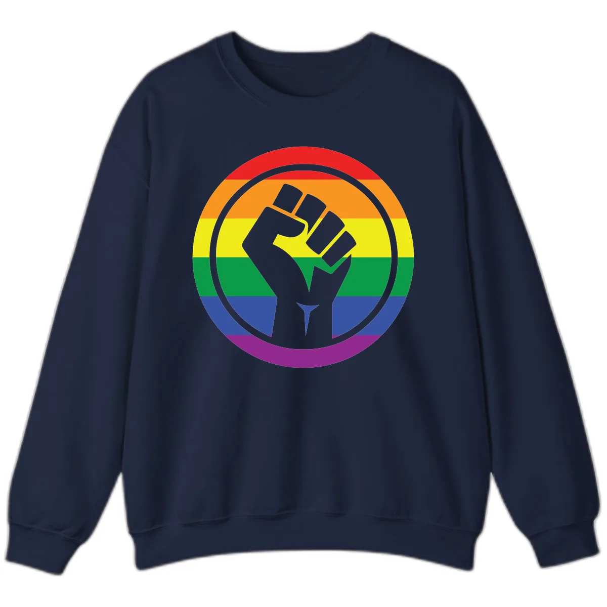 Pride Fist Circle Rainbow Sweatshirt in Navy