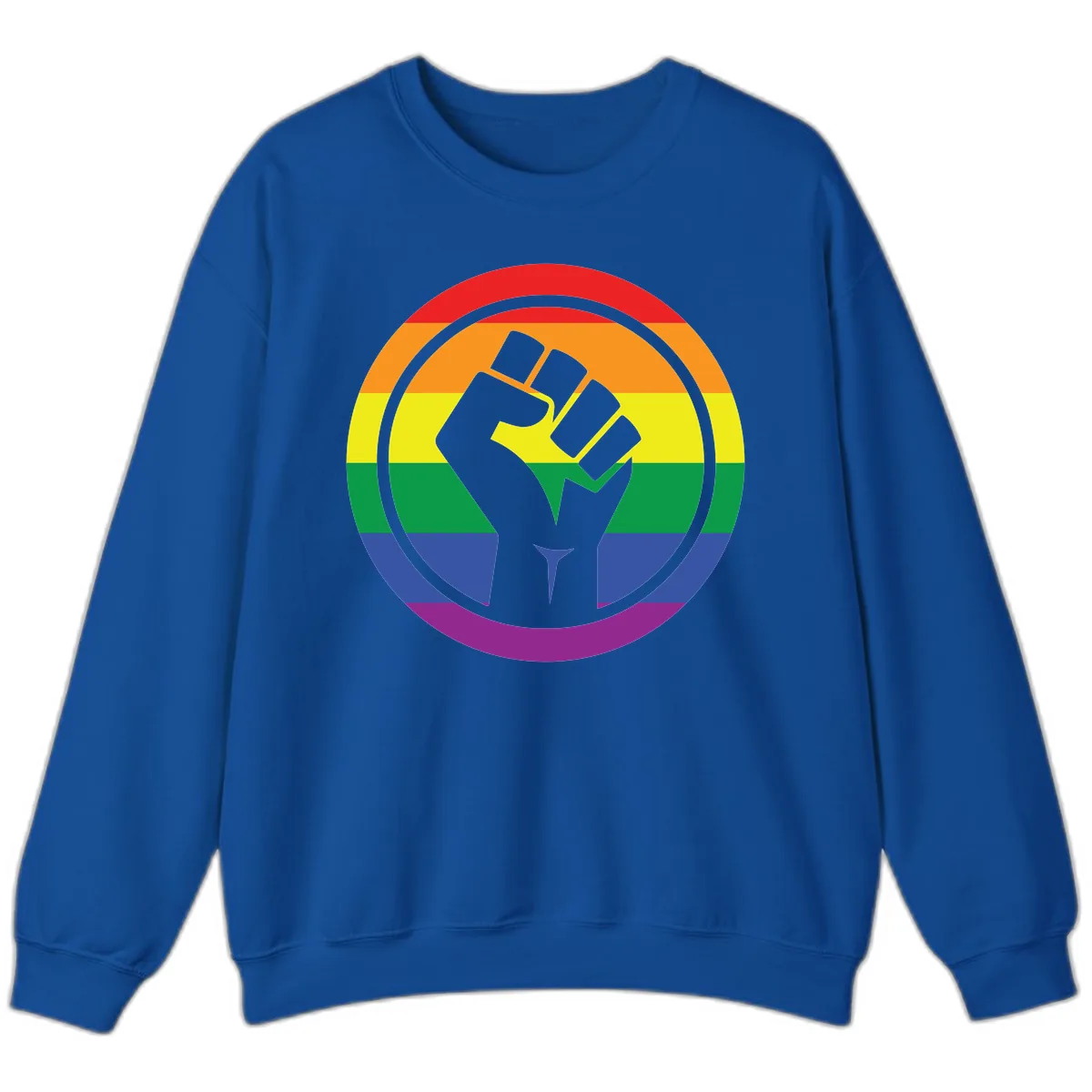 Pride Fist Circle Rainbow Sweatshirt in Royal