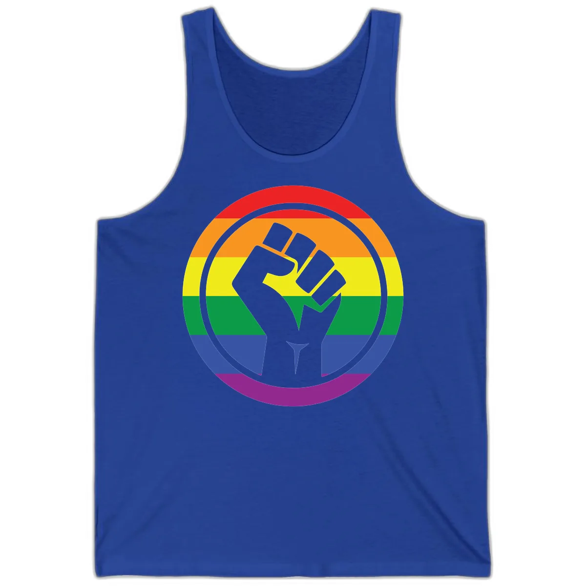 Pride Fist Circle Rainbow Tank in True Royal