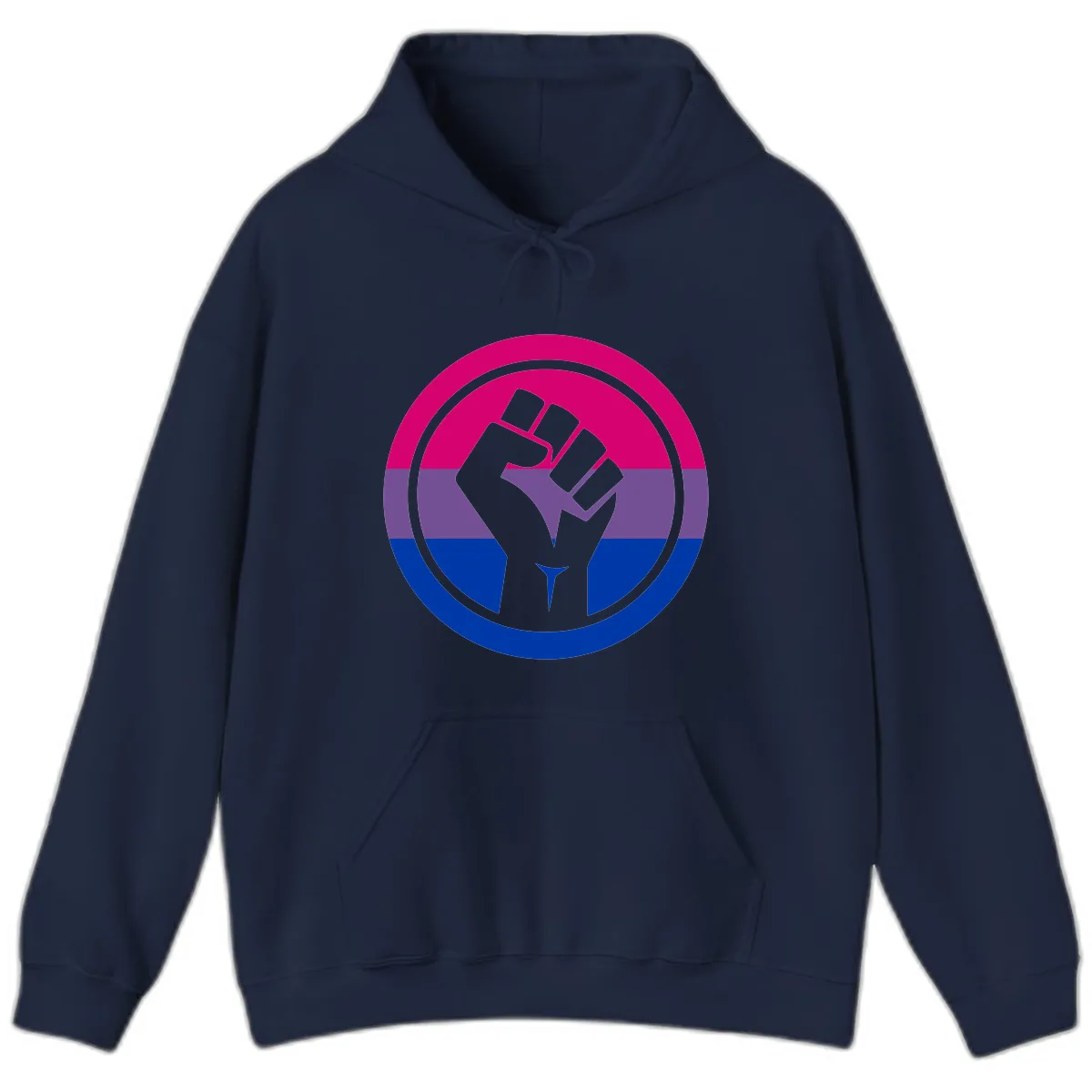 Bisexual Pride Fist Unity Hoodie in Navy
