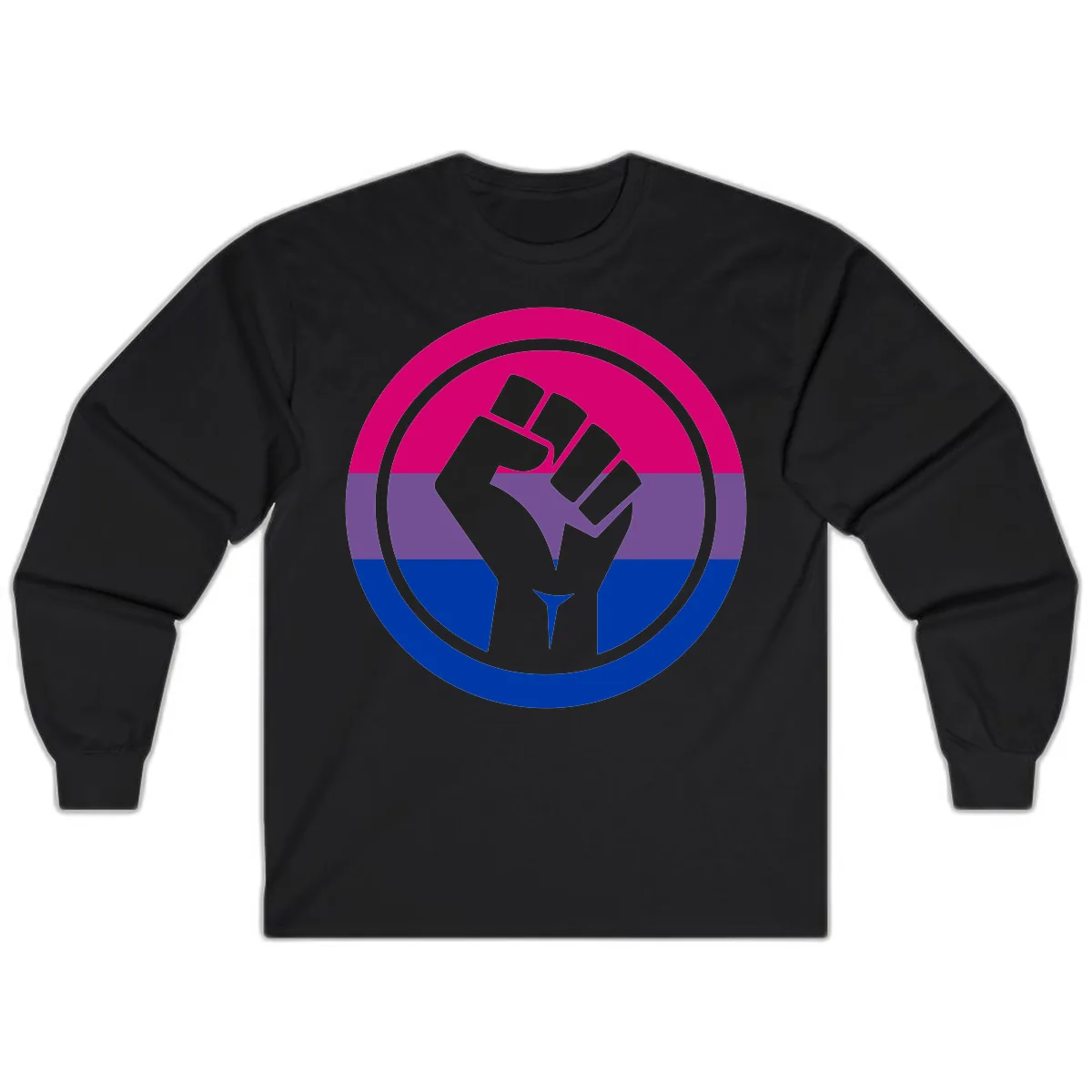 Bisexual Pride Fist Unity Long Sleeve in Black