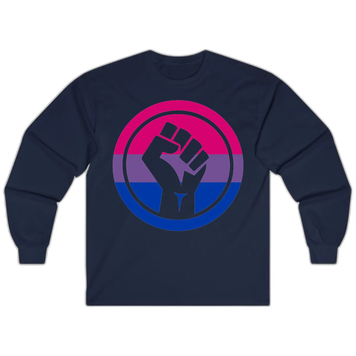 Bisexual Pride Fist Unity Long Sleeve in Navy
