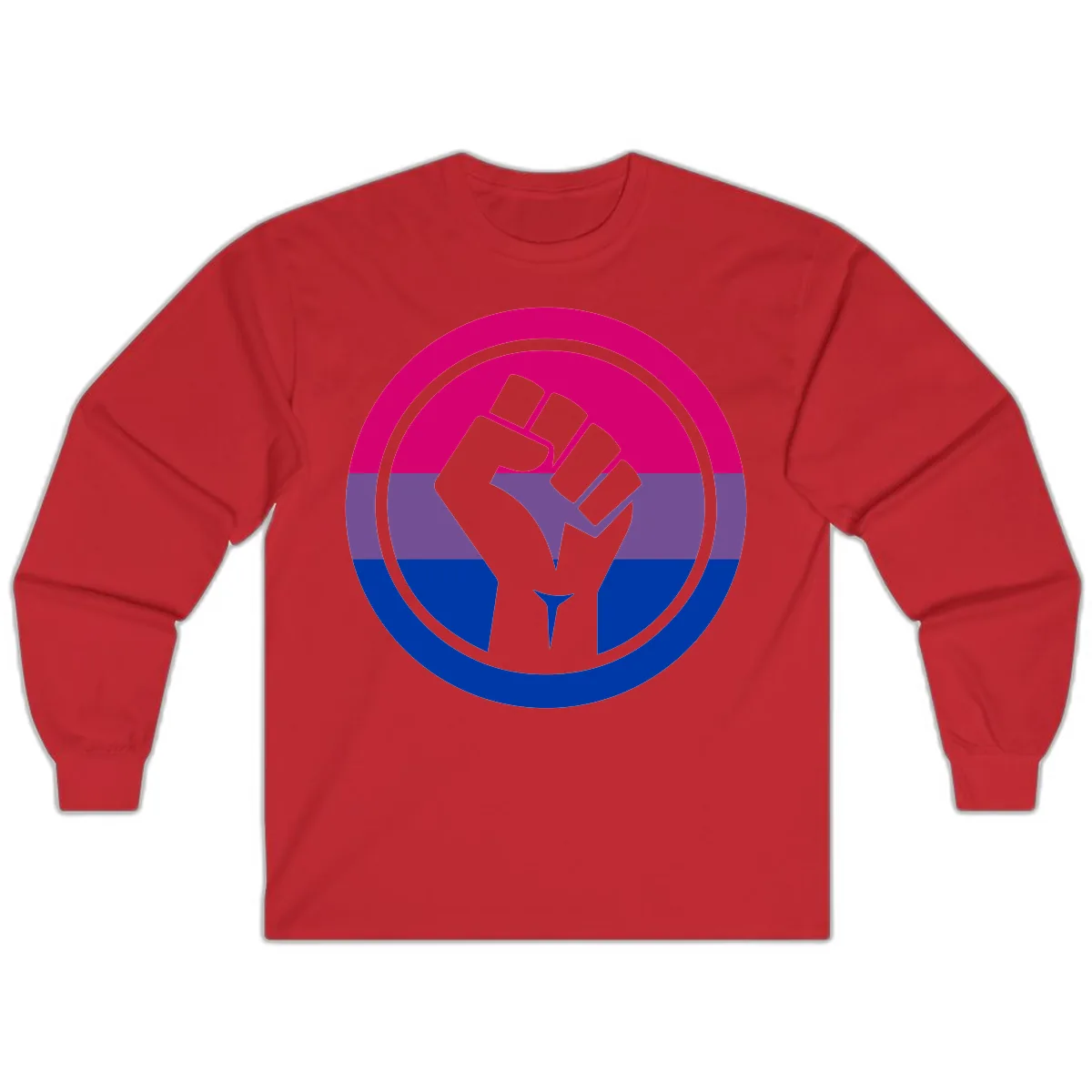 Bisexual Pride Fist Unity Long Sleeve in Red