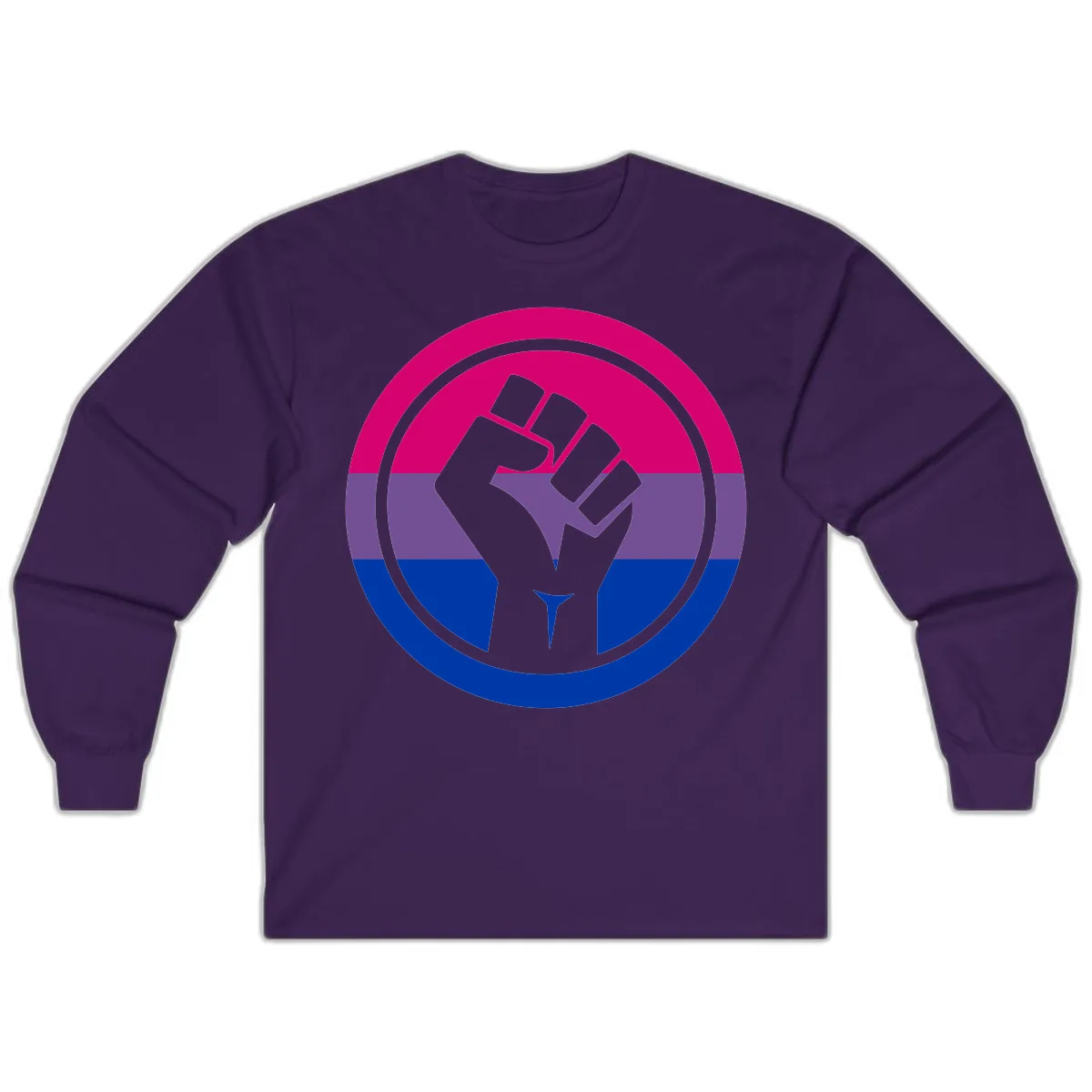 Bisexual Pride Fist Unity Long Sleeve in Purple
