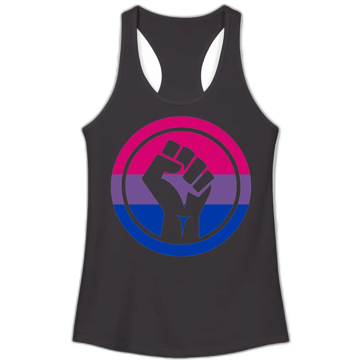 Bisexual Pride Fist Unity Ladies Tank in Black