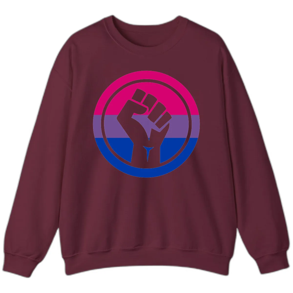 Bisexual Pride Fist Unity Sweatshirt in Maroon