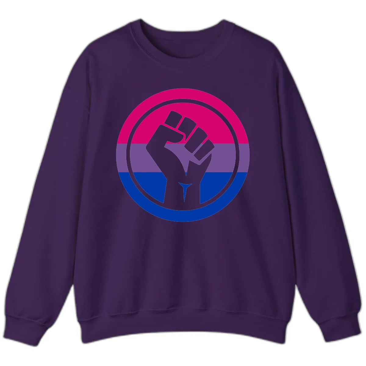 Bisexual Pride Fist Unity Sweatshirt in Purple