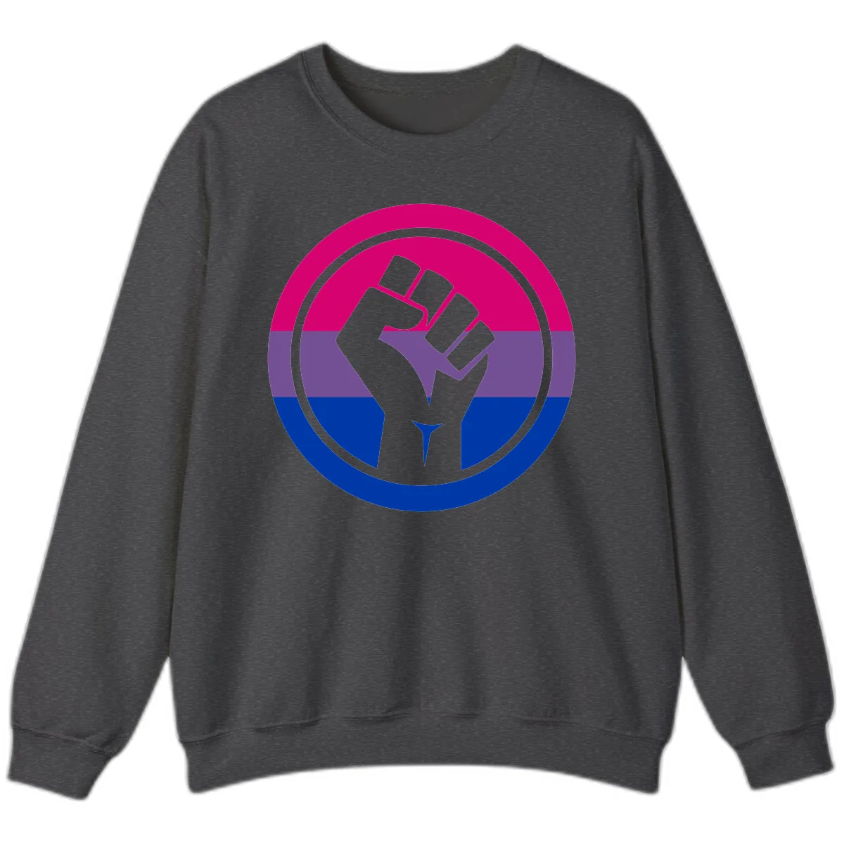 Bisexual Pride Fist Unity Sweatshirt in Dark Heather