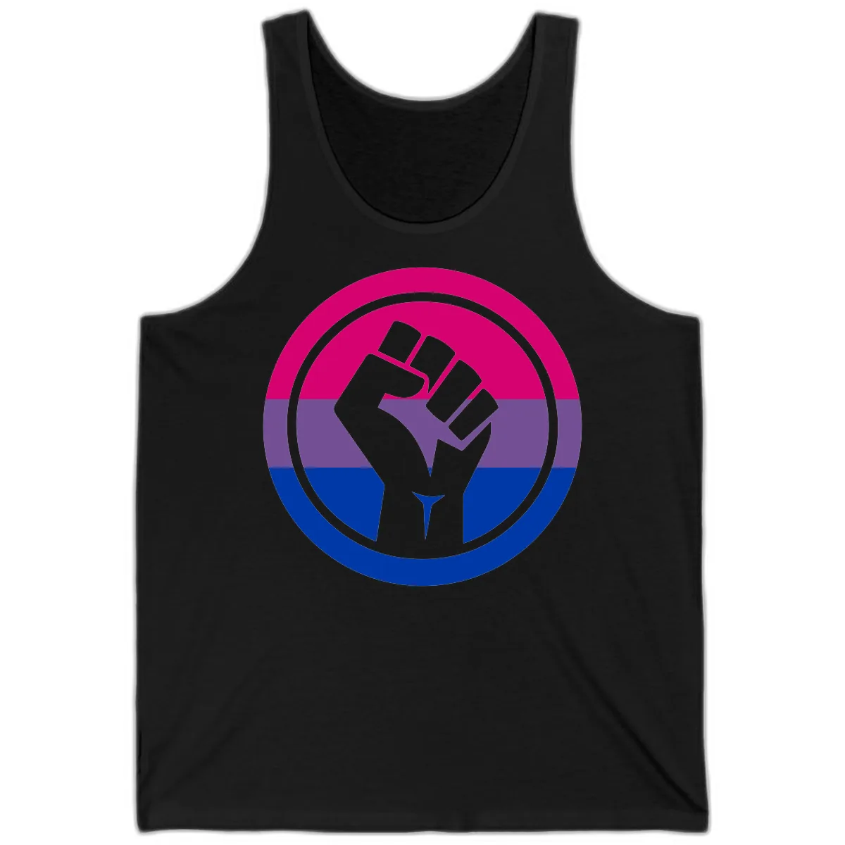Bisexual Pride Fist Unity Tank in Black