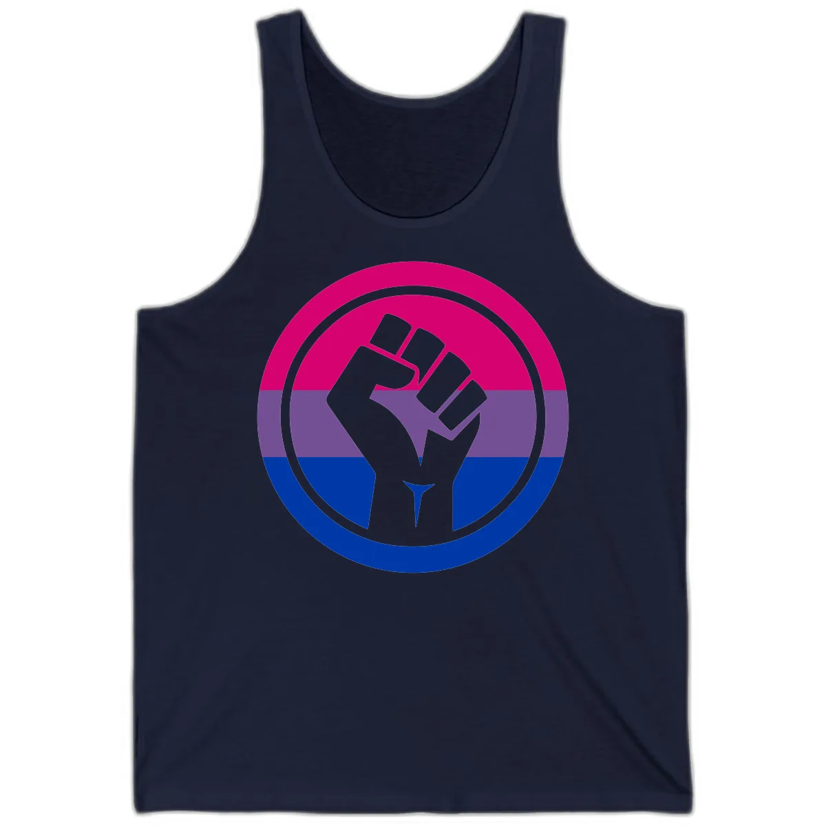 Bisexual Pride Fist Unity Tank in Navy