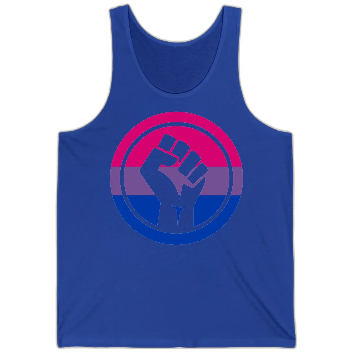 Bisexual Pride Fist Unity Tank in True Royal