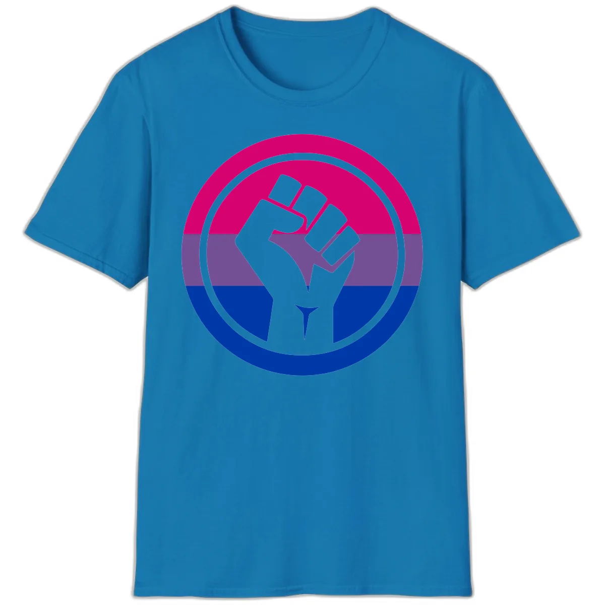 Bisexual Pride Fist Unity T-Shirt in Sapphire
