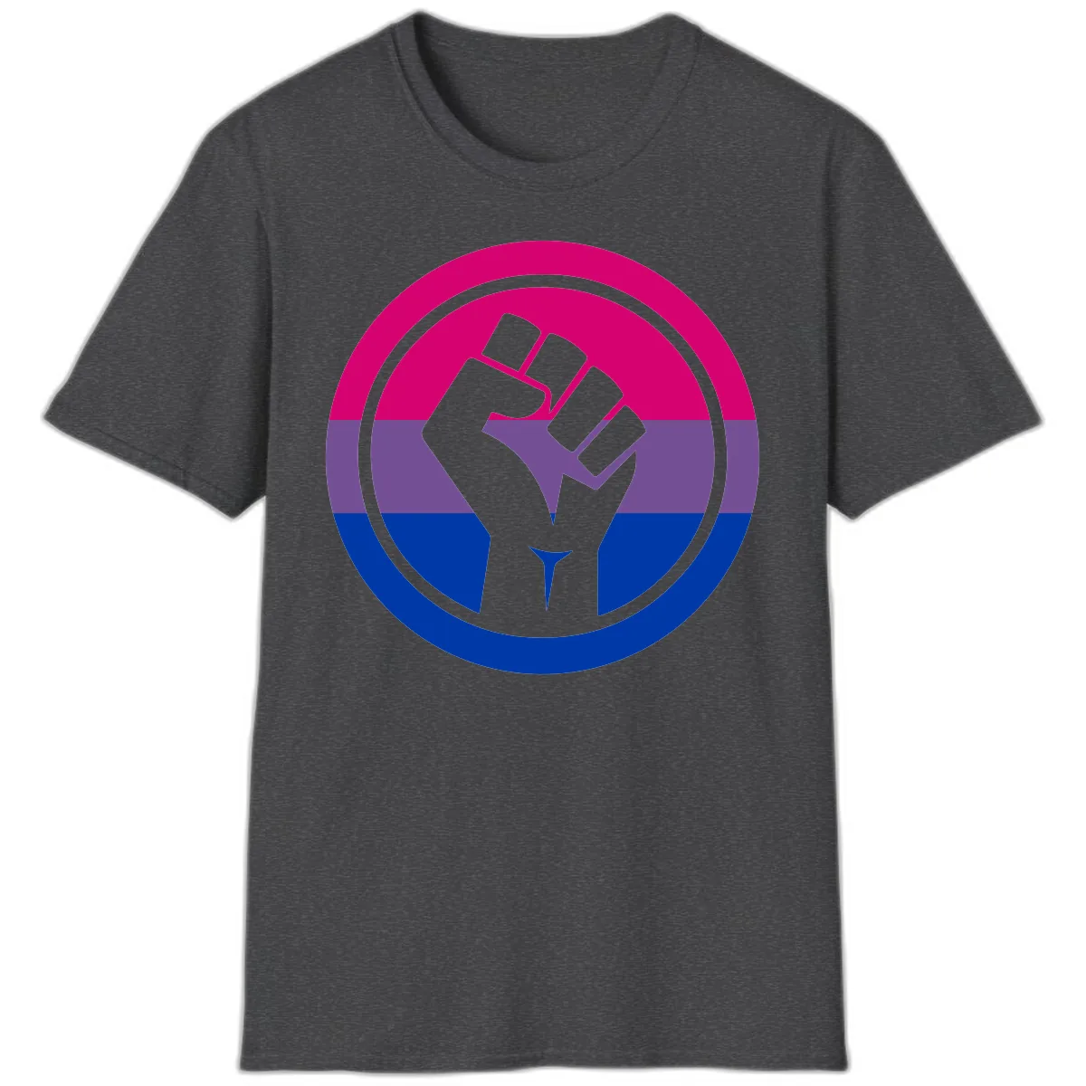 Bisexual Pride Fist Unity T-Shirt in Dark Heather