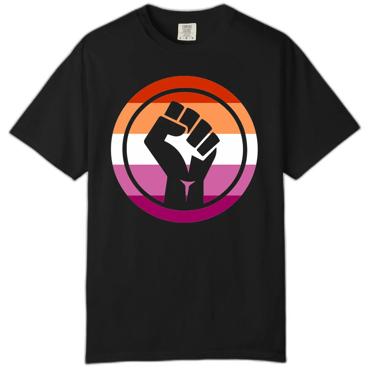 Rainbow Pride Fist Power Comfort Color in Black