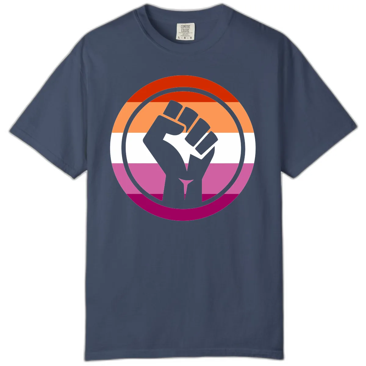 Rainbow Pride Fist Power Comfort Color in Midnight