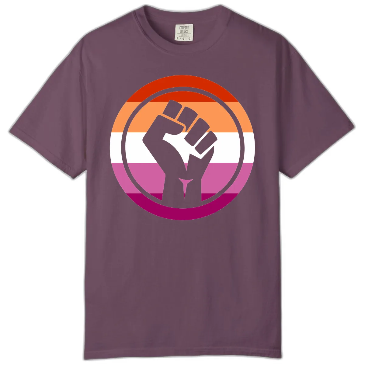 Rainbow Pride Fist Power Comfort Color in Berry