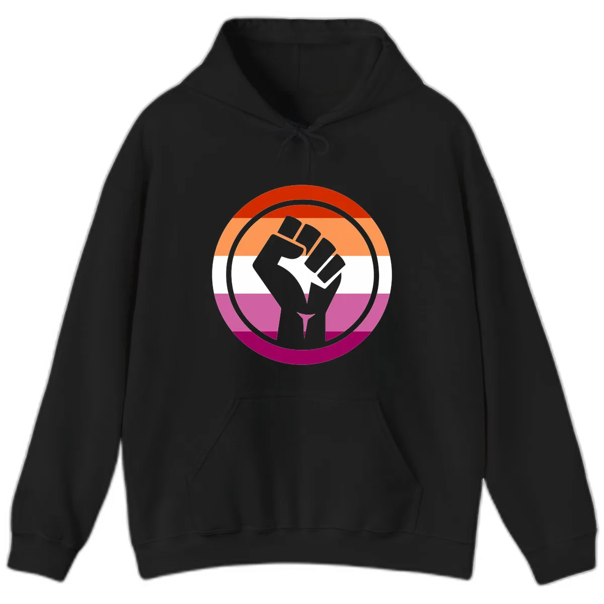 Rainbow Pride Fist Power Hoodie in Black