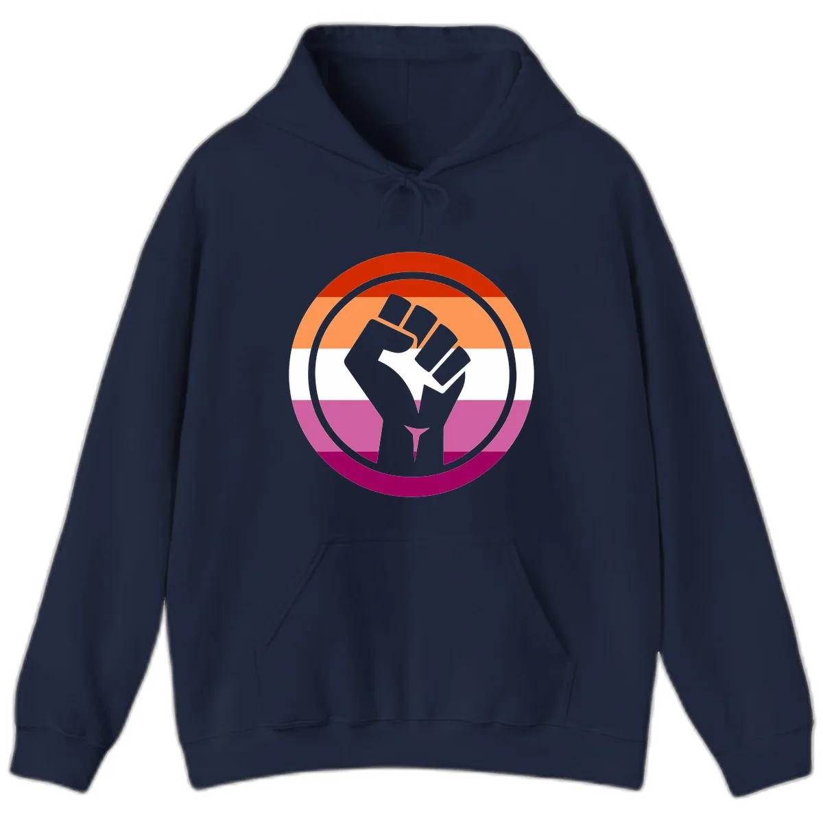 Rainbow Pride Fist Power Hoodie in Navy