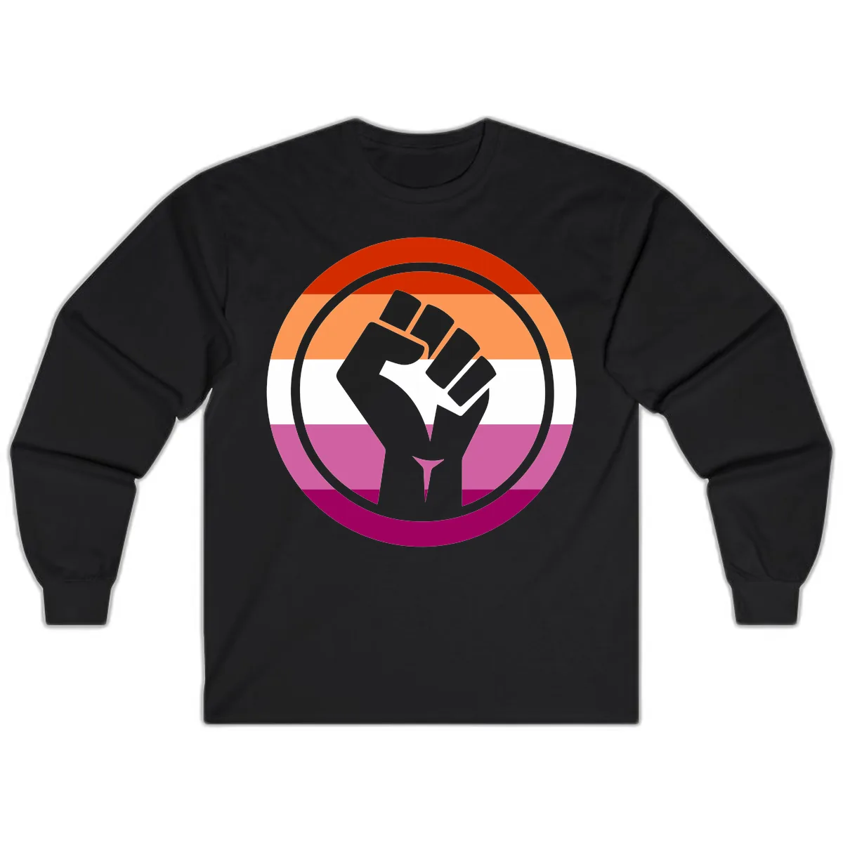 Rainbow Pride Fist Power Long Sleeve in Black