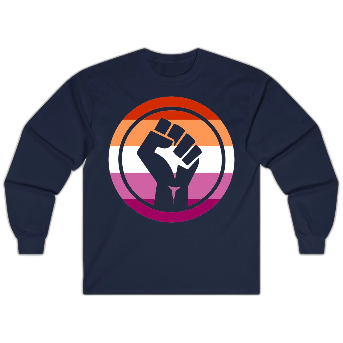Rainbow Pride Fist Power Long Sleeve in Navy