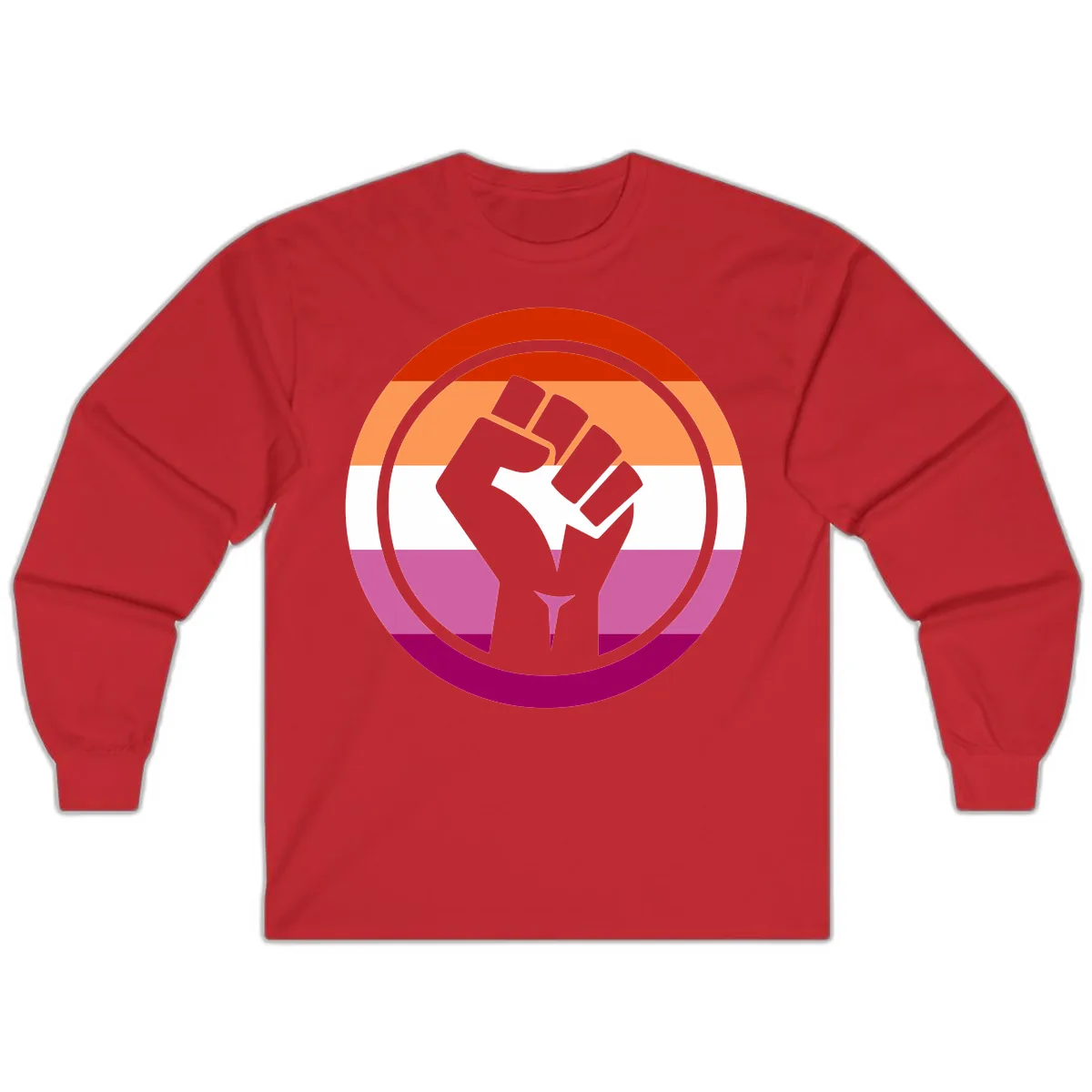 Rainbow Pride Fist Power Long Sleeve in Red