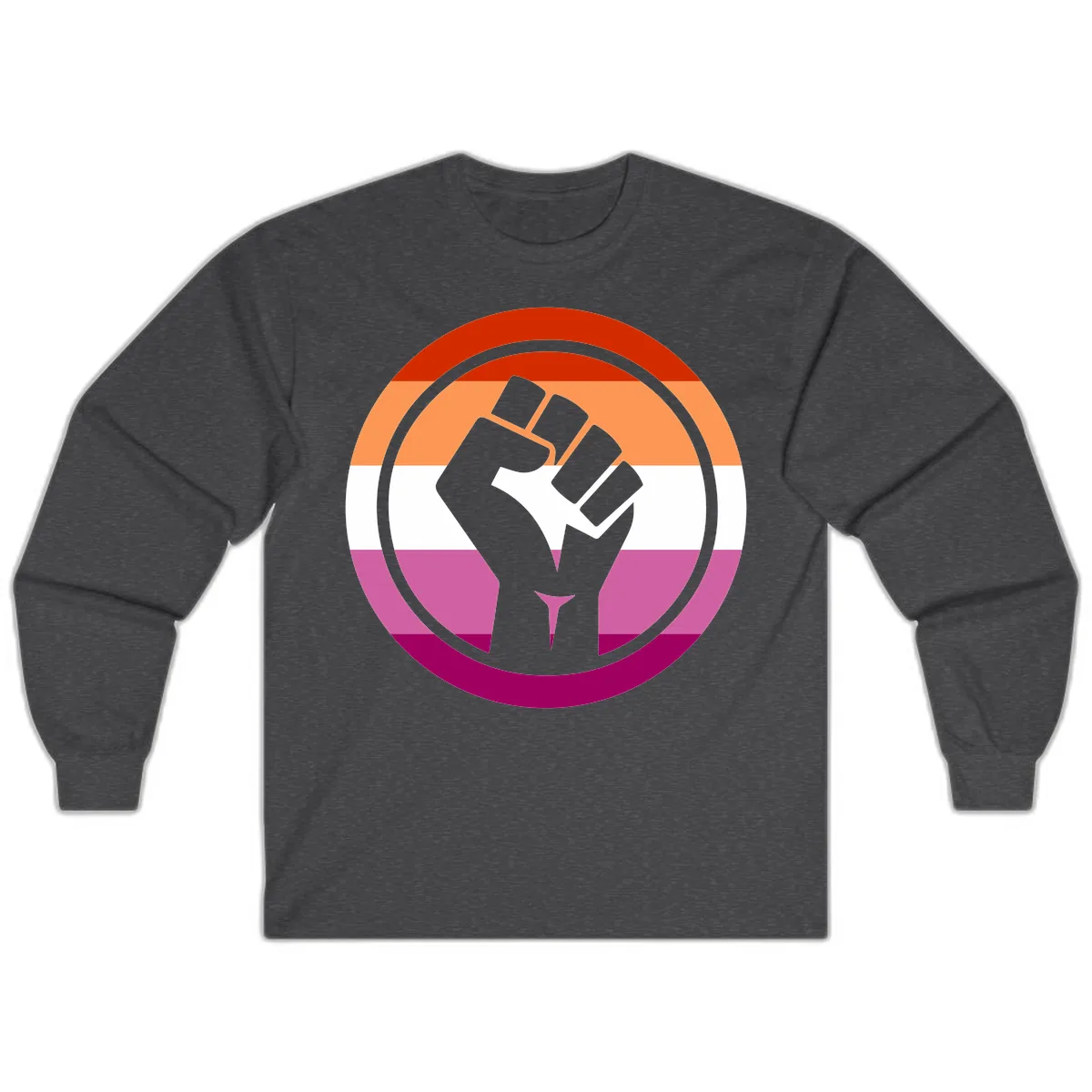 Rainbow Pride Fist Power Long Sleeve in Dark Heather