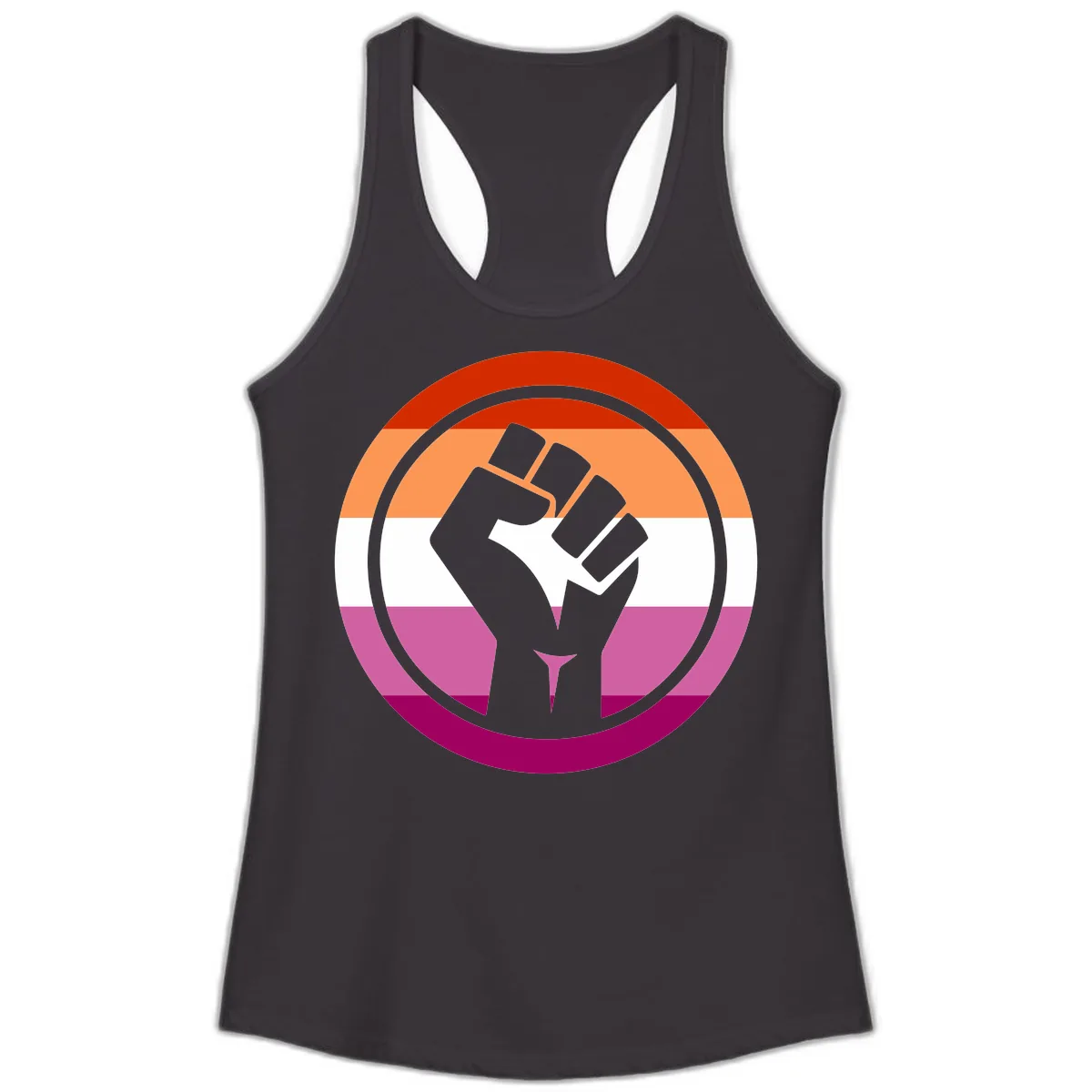 Rainbow Pride Fist Power Ladies Tank in Black
