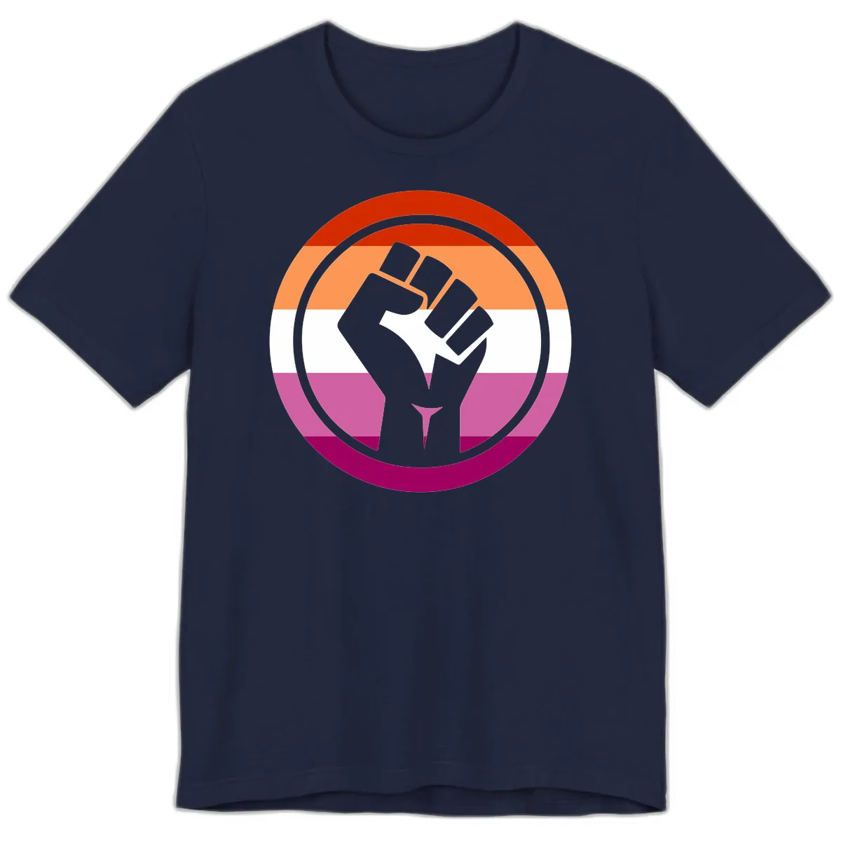 Rainbow Pride Fist Power Premium T-Shirt in Navy