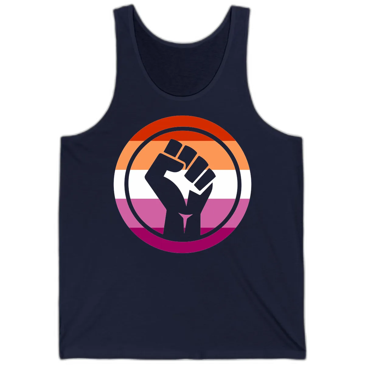 Rainbow Pride Fist Power Tank in Navy