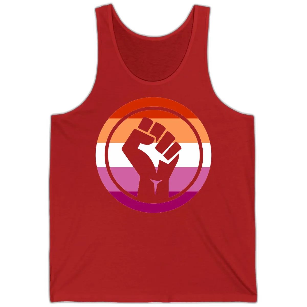 Rainbow Pride Fist Power Tank in Red