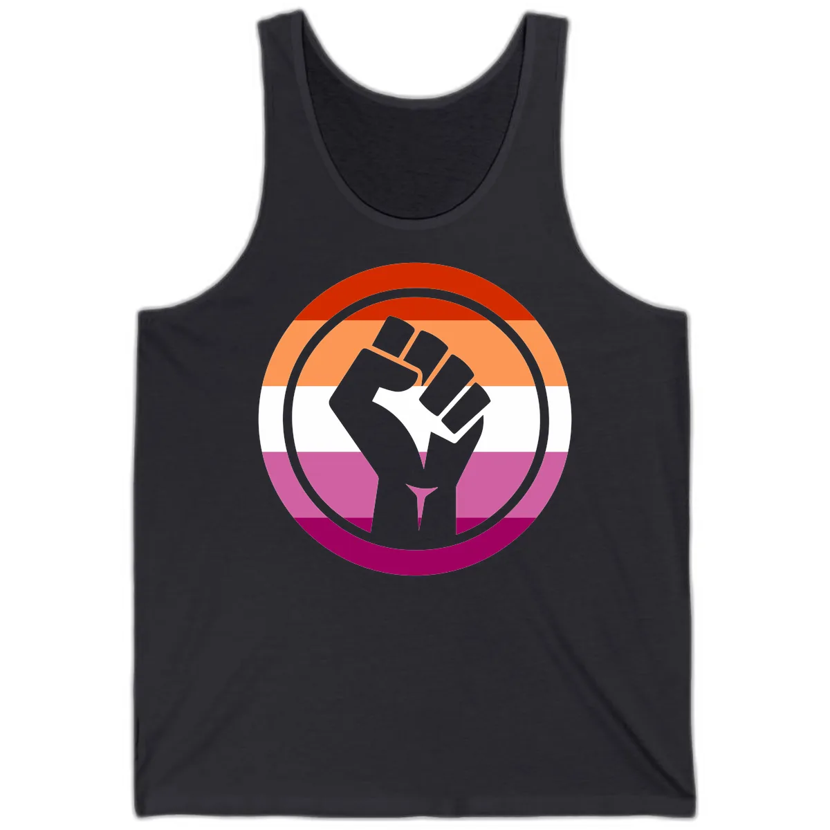 Rainbow Pride Fist Power Tank in Dark Grey