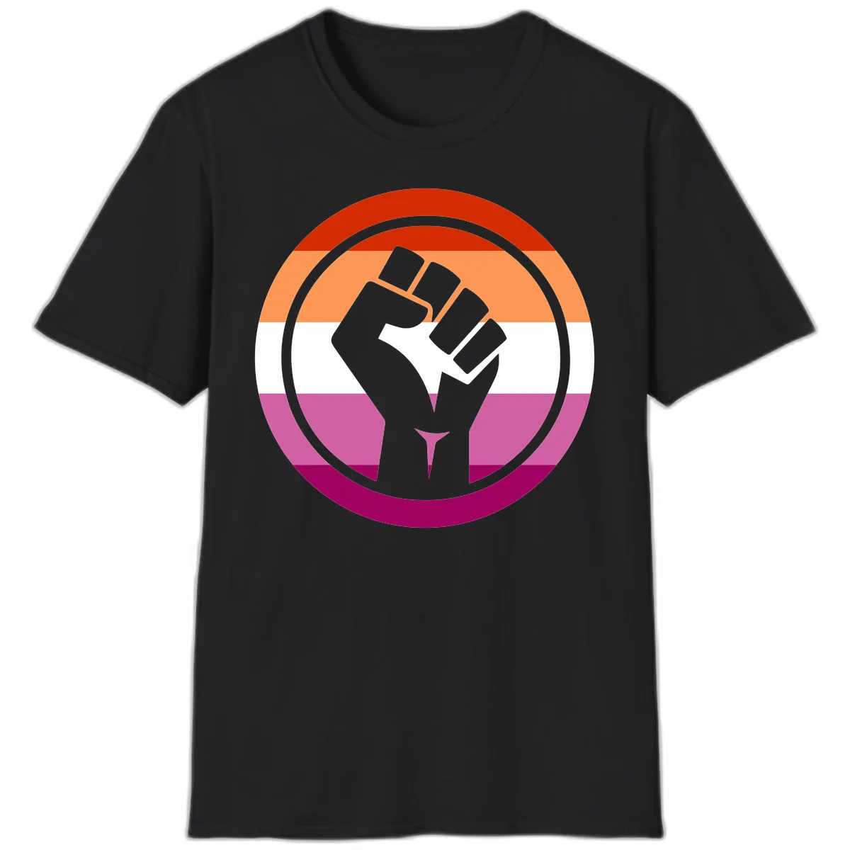 Rainbow Pride Fist Power T-Shirt in Black