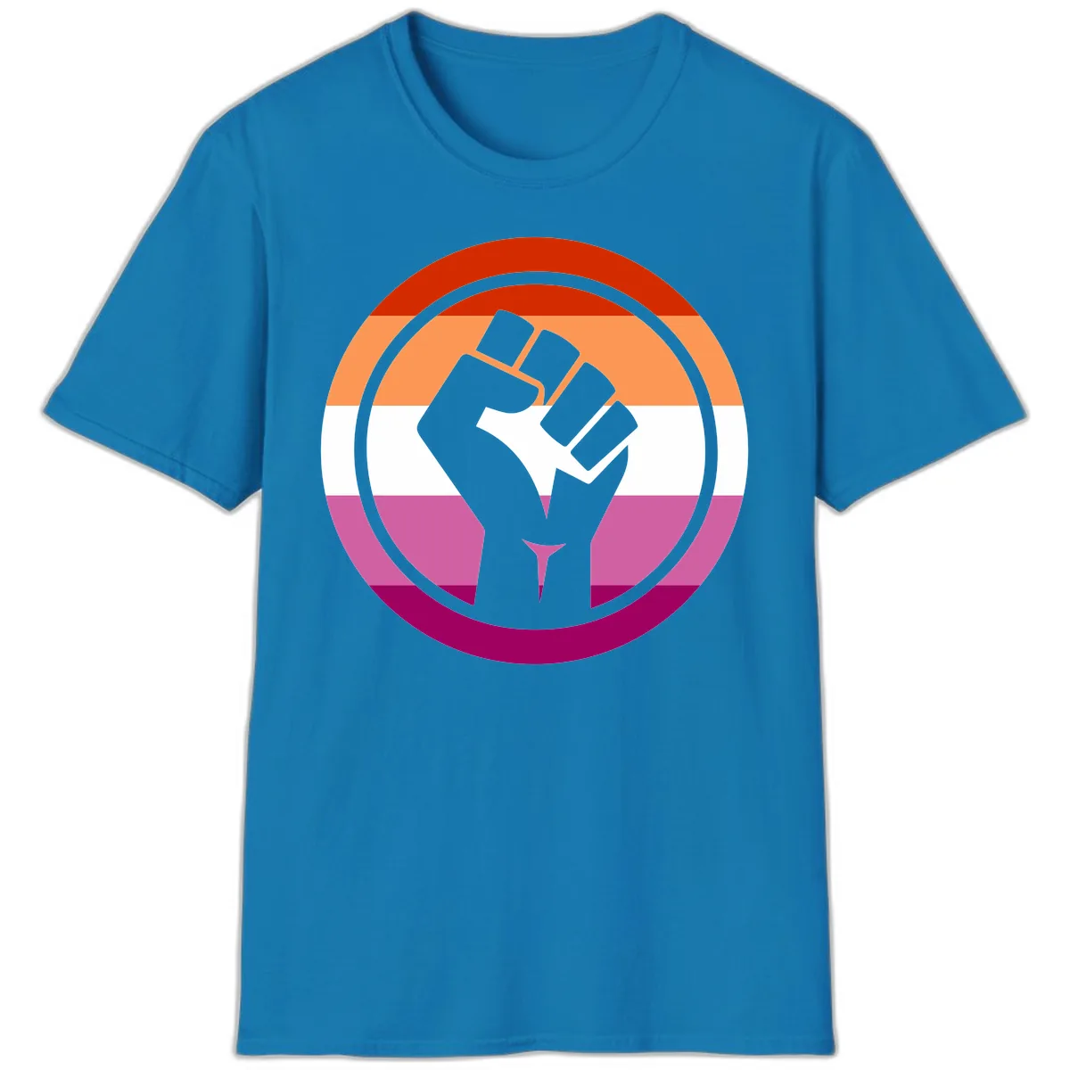 Rainbow Pride Fist Power T-Shirt in Sapphire