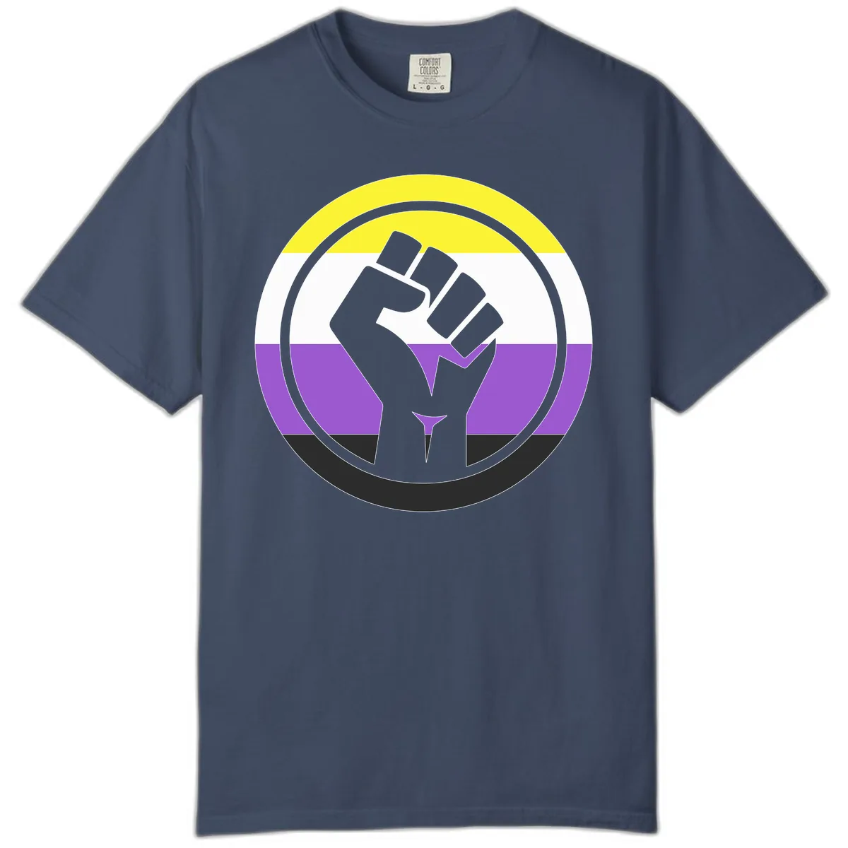 Nonbinary Pride Fist Power Comfort Color in Midnight