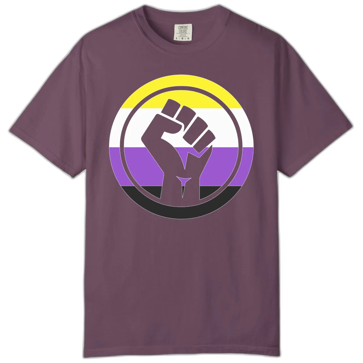 Nonbinary Pride Fist Power Comfort Color in Berry