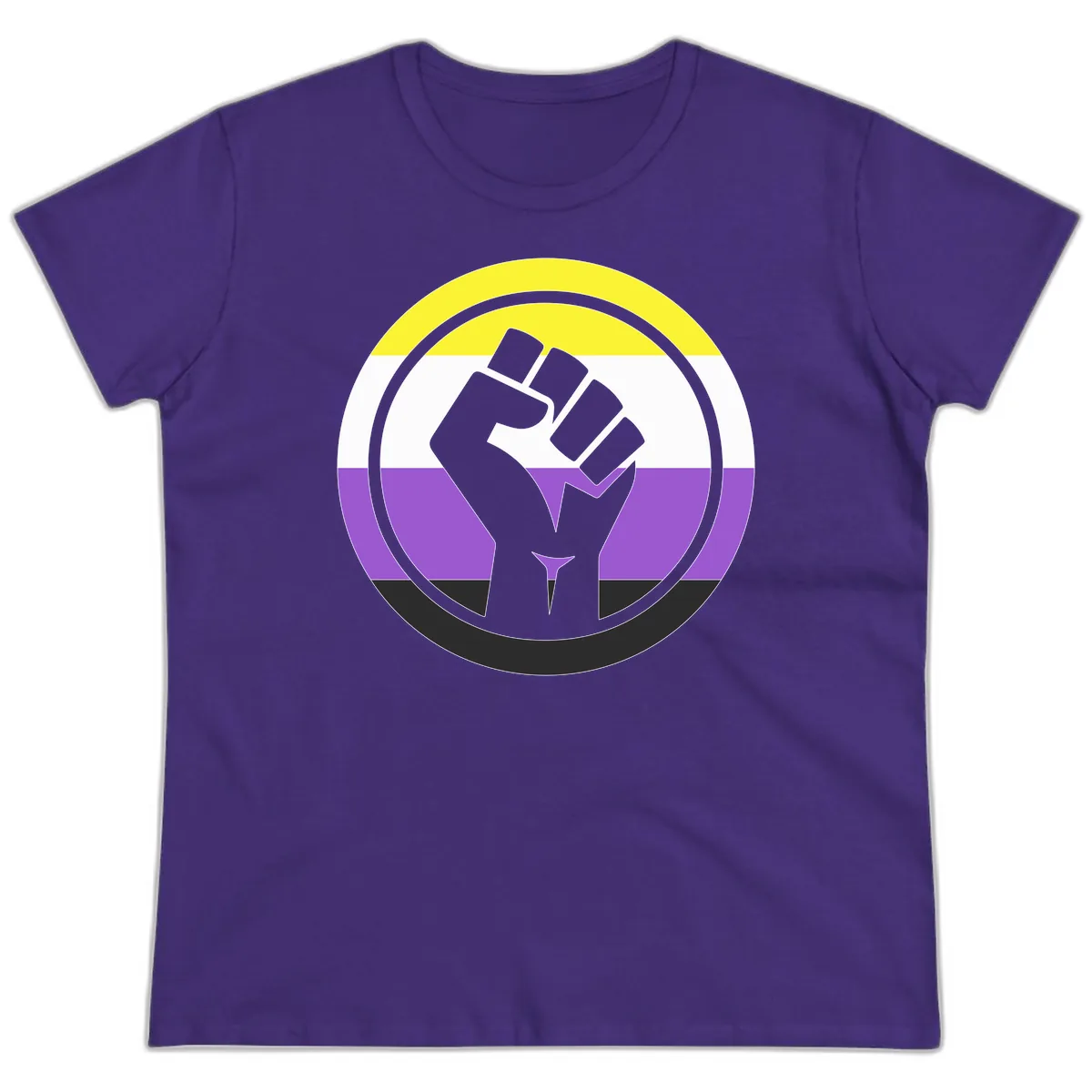 Nonbinary Pride Fist Power Ladies Tee in Purple
