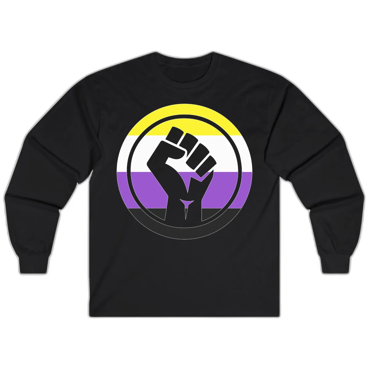 Nonbinary Pride Fist Power Long Sleeve in Black