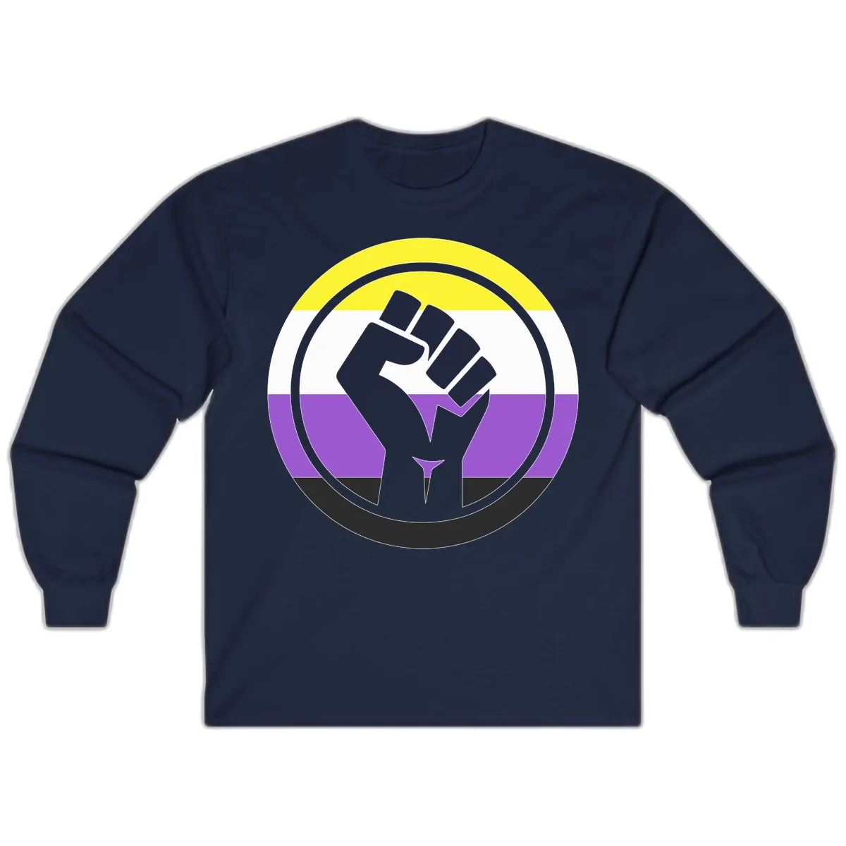 Nonbinary Pride Fist Power Long Sleeve in Navy