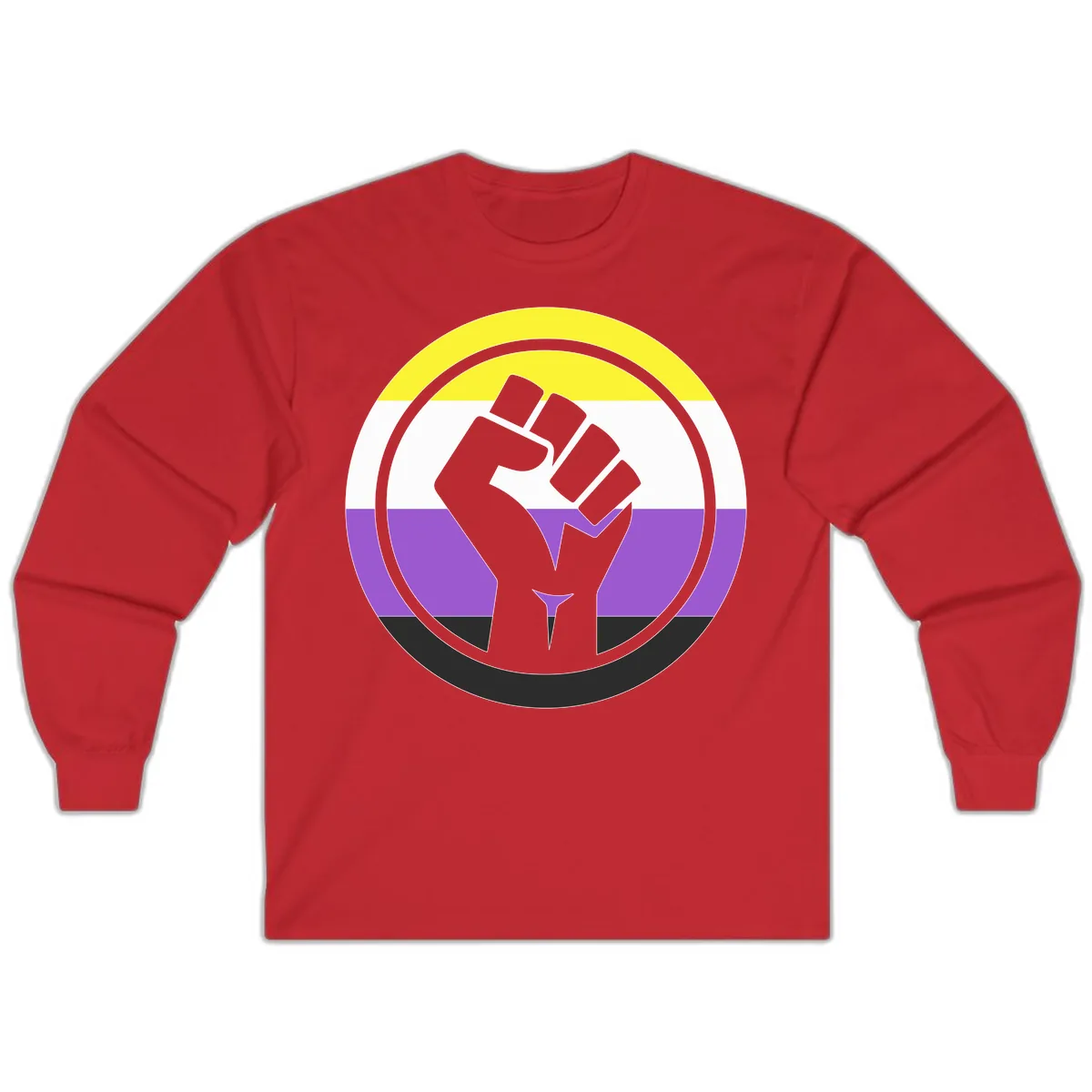 Nonbinary Pride Fist Power Long Sleeve in Red