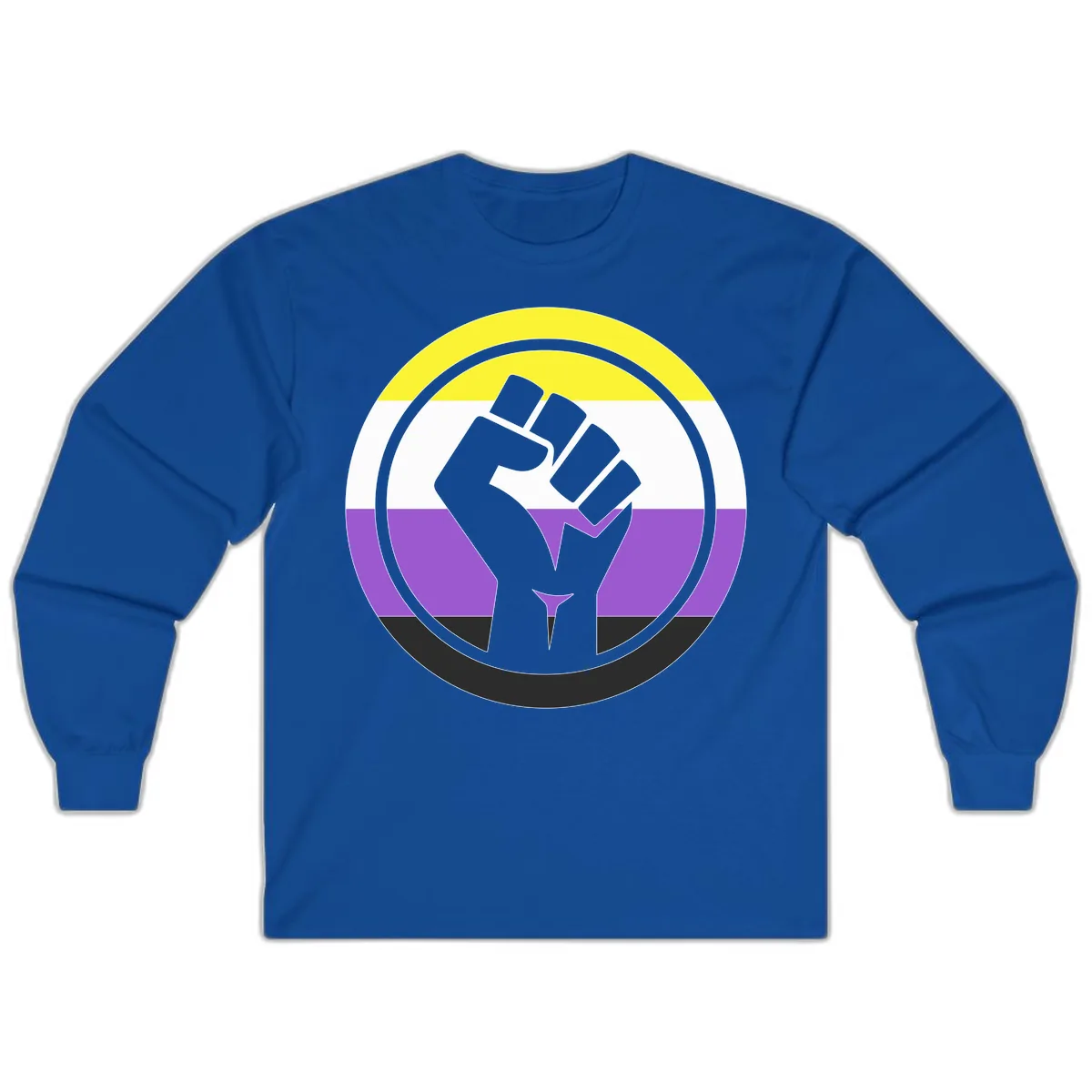 Nonbinary Pride Fist Power Long Sleeve in Royal