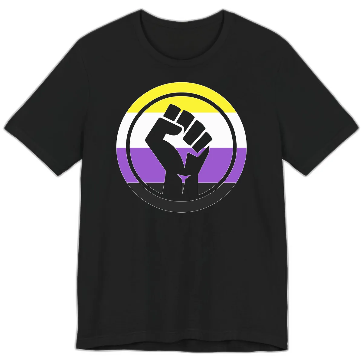 Nonbinary Pride Fist Power Premium T-Shirt in Black
