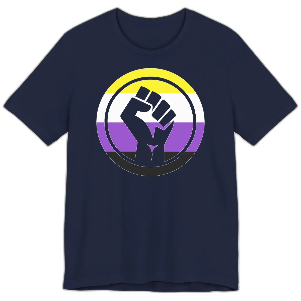 Nonbinary Pride Fist Power Premium T-Shirt in Navy