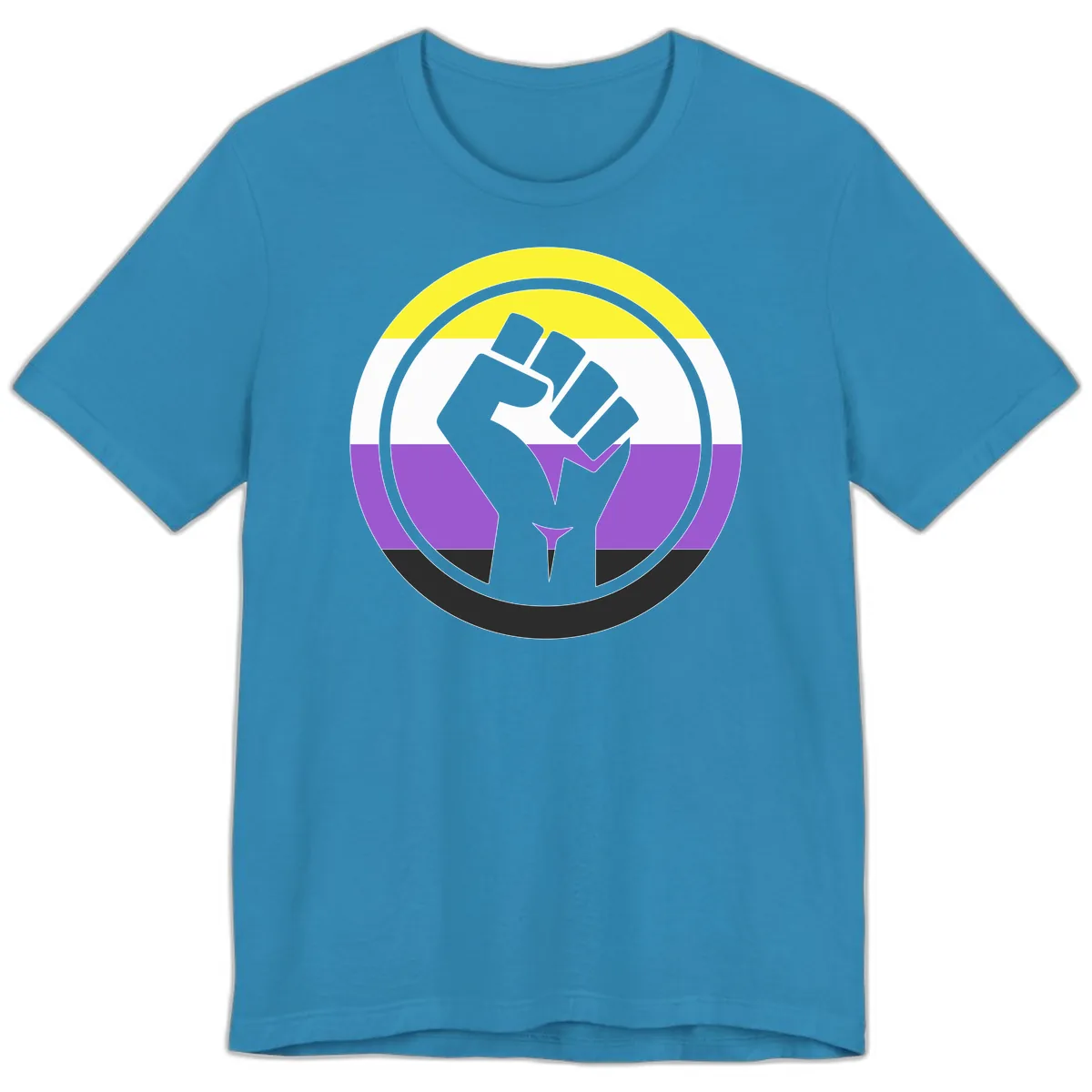 Nonbinary Pride Fist Power Premium T-Shirt in Aqua