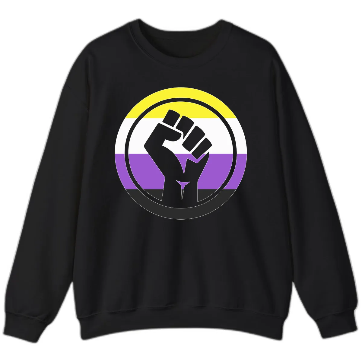 Nonbinary Pride Fist Power Sweatshirt in Black
