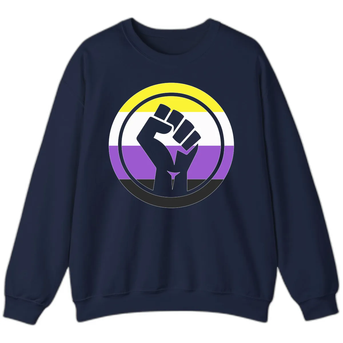 Nonbinary Pride Fist Power Sweatshirt in Navy